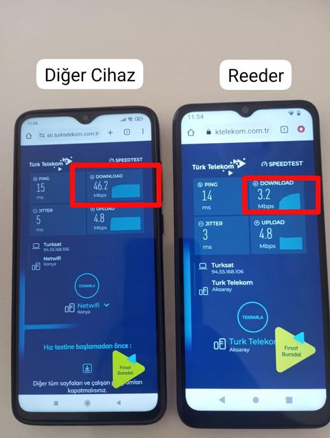 Reeder S19 Max wifi hız problemi