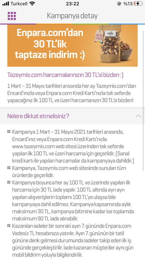 Enpara Tazeymis.com Kampanyası (30₺/100₺ ŞARTSIZ)
