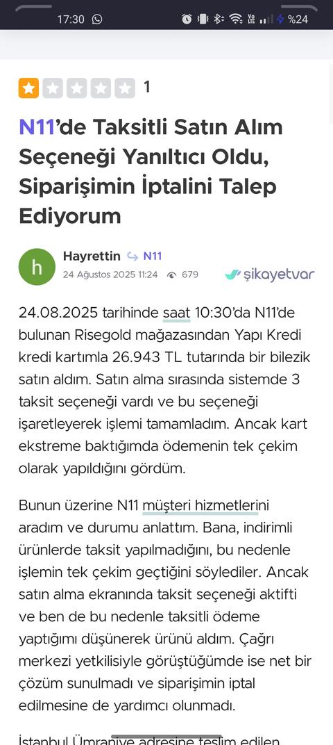 N11 in Yeni Dolandırıcılık Yöntemi