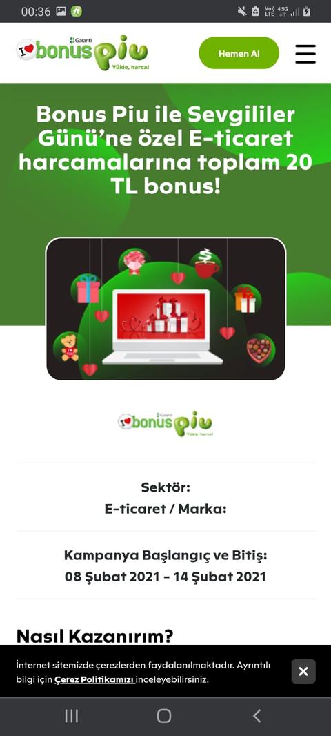 Piu sevgililer günü kampanyası 2*100 TL ye 20 bonus