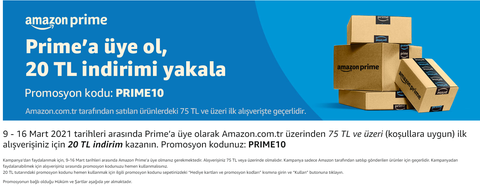 amazon.com.tr 20/75 indirim (9-16 MART ilk alışverişte geçerli 6000 prime üye için)