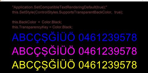 C# - Windows Form transparan arka planda text sorunu