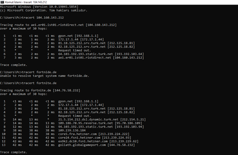 Turknet primetime'da baazen ping olması
