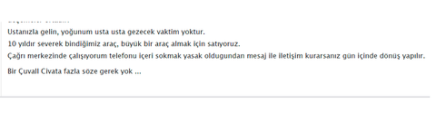 İlanlardaki "Bir Çuval Civata" Yazısı Hakkında