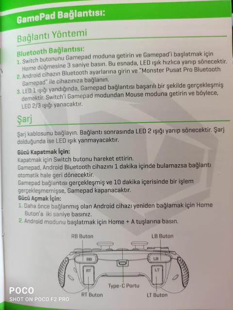 Monster Pusat Pro Gamepad Kullanım Kılavuzu