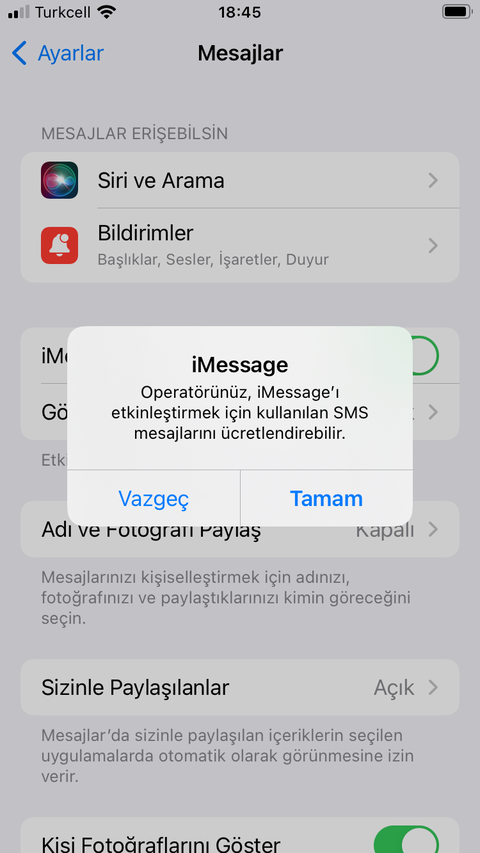 iMessage - FaceTime Etkinleştirme Bekleniyor Hatası