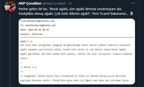 Sosyal Medya yeni bakan Mehmet Muş’un Berat Albayrak’a attığı maili konuşuyor