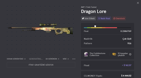 SATILIK - AWP Dragon Lore Field-Tested 0.23