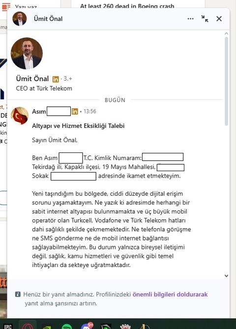 Türktelekom altyapı problemi. (Tekirdağ/Kapaklı, Konu Güncellemesi)