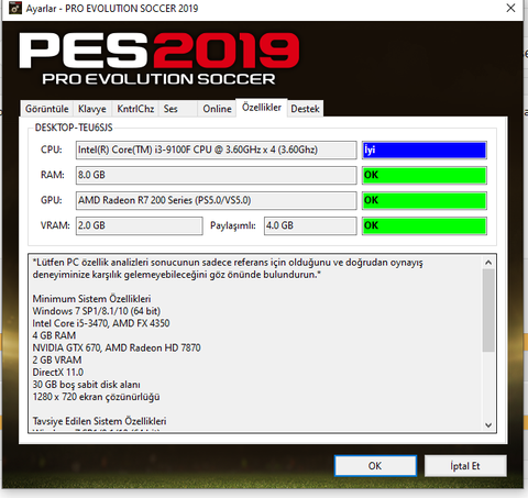 Pes 2019 akıcılık sorunu