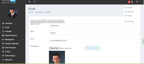 Özel Okul ve kurslar için dersonet tarzı website yaptım!