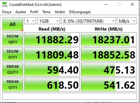 Pci-e 3.0 slotuna takılan Pci-e 4.0 nvme ssd değerleri nasıl ?