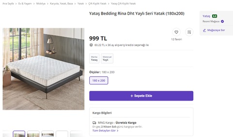 Yataş Bedding Rina Dht Yaylı Seri Yatak (180x200) - YANIYOOOOR * 999 TL