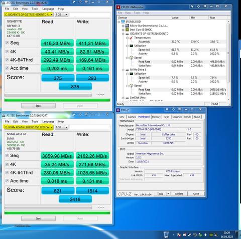 m2 NVME SSD, Windows 7 çok düşük hızlar. Yardım lazım.