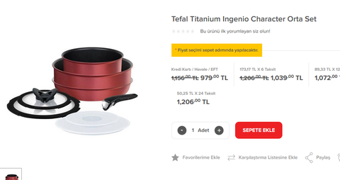 979 TL Tefal Titanium Ingenio Character Orta Set