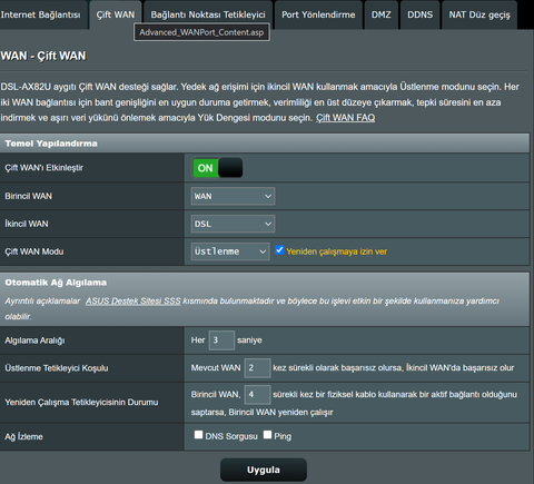 Turknet Gigafiber ve Asus DSL-AX82U sorunu