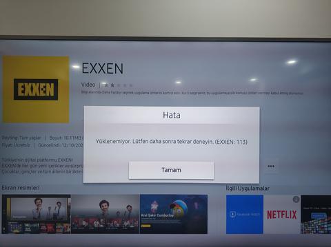Exxen Samsung Televizyonuma Yüklenmiyor