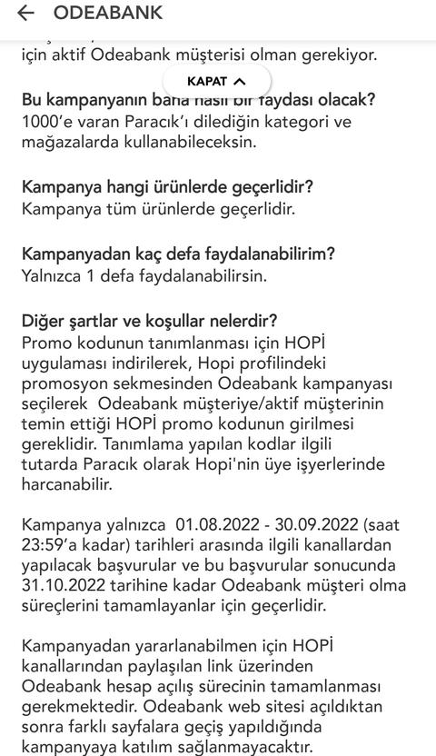 Hopi Odeabank 1000 TL Paracık