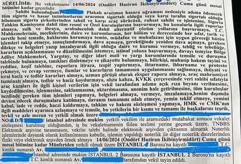 Araç Değer Kaybı hakkında avukat tarafından arandım. Vekalet istedi.