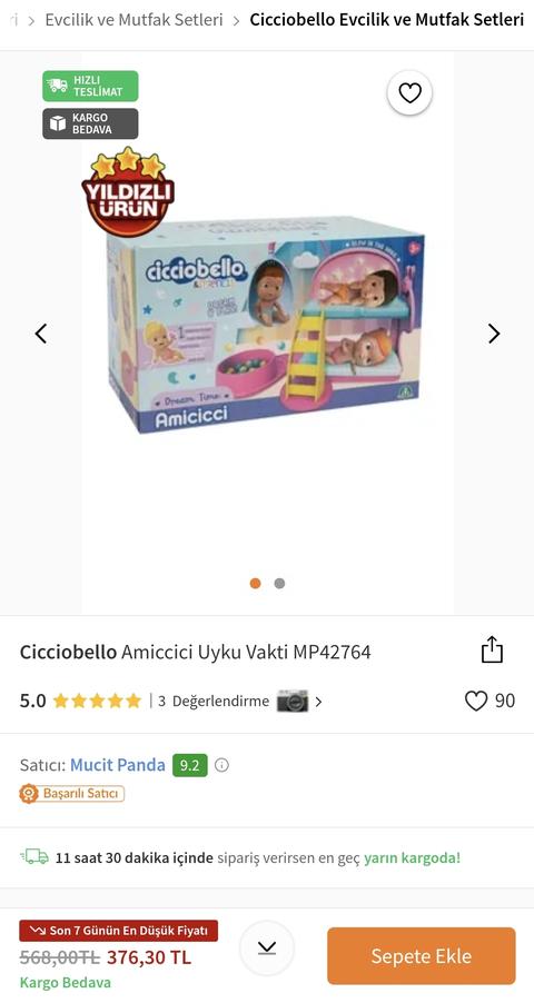 Cicciobello Amiccici Uyku Vakti 376TL