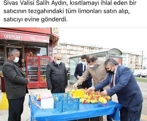 İşte vali budur. Afgan satıcının tüm tezgahındaki limonlarını satın aldı.