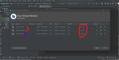 Android Studio emülatör boyutu çok yüksek