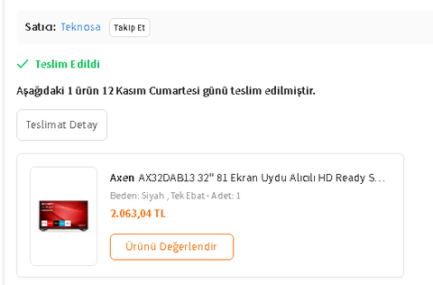 Axen AX32DAB04 82 Ekran Dahili Uydulu HD LED TV 1.900 TL