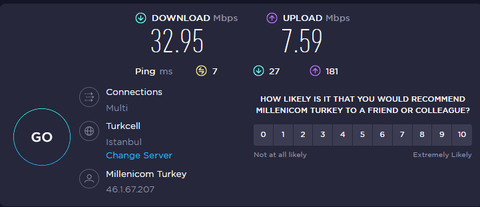 Altyapının desteklediği internetin sağlanamaması