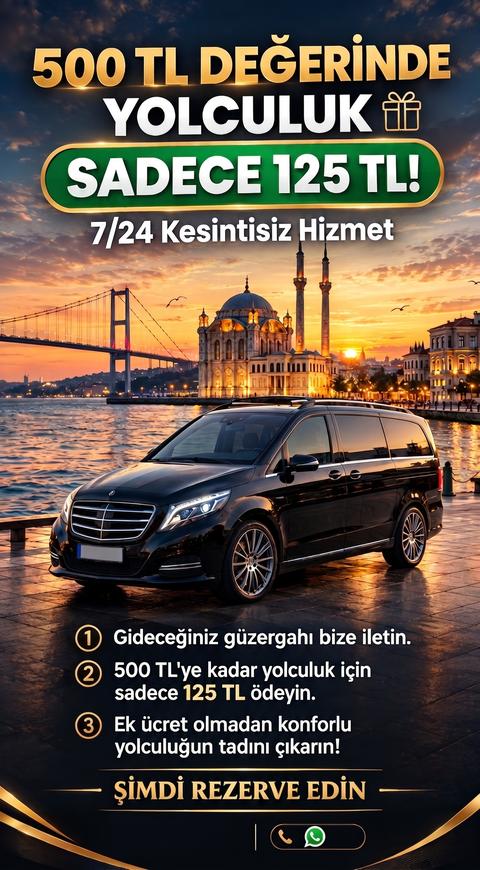 500 TL'LİK UBER yolculuğunuz SADECE 125 TL