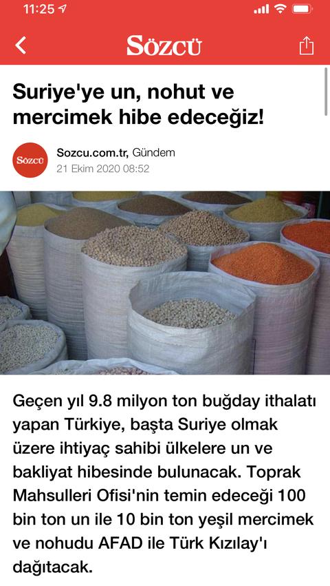 Suriye’ye TONLARCA un, buğday ve mercimek HİBE EDİLECEK!