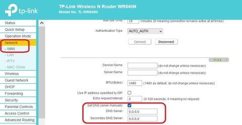 TP-Link Router WR840N DNS ayarı
