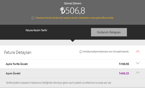 Vodafone 500 lira fatura gelmiş !!! (Akıllı internet aşım paketi)