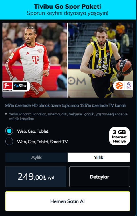 S Sport Yıllık Üyelik 349,99 TL