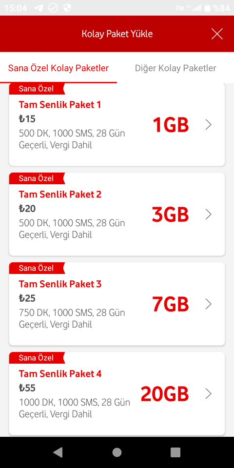 Super Kolay Paket 30GB, 3 ay 90 TL