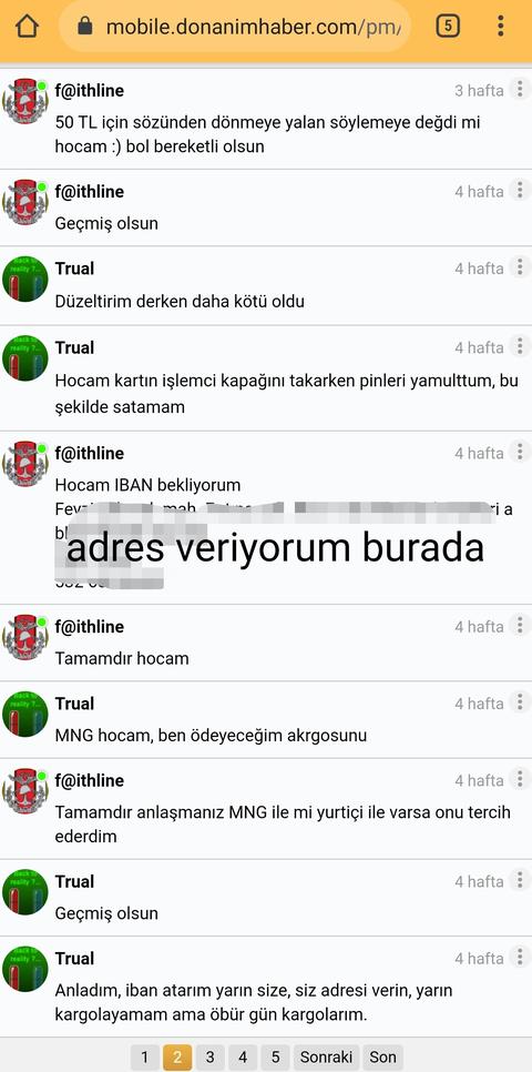 Trual 50 TL için sözünden dönen üye