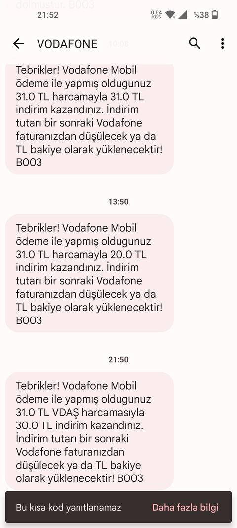 KATIL 50TL * KATIL 40TL * KATIL 20TL - Vodafone Mobil Ödeme