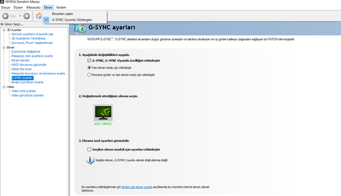 G-SYNC NASIL AKTİF EDİLİR YARDIM EDER MİSİNİZ LÜTFEN
