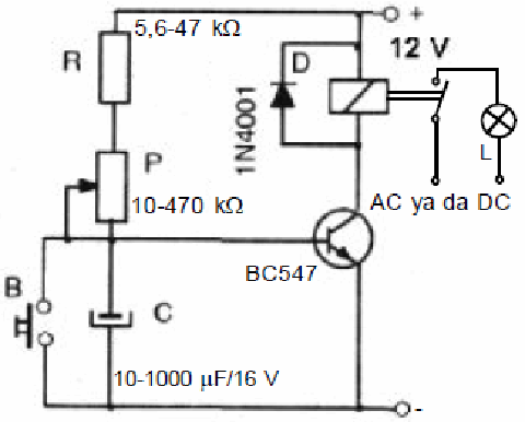 Zaman ayarlı röle devresi