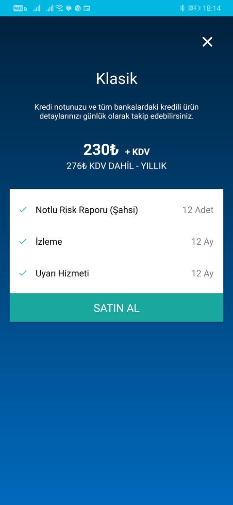 Findeks Kredi Notu Raporu(12 aylık/ayda 10tl)(HangiKredi)