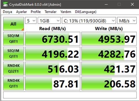 Samsung 980 Pro 1 TB device is not connected hatası ve Crystal Disk Mark skoru