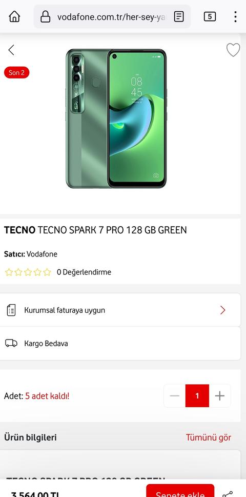 TECNO SPARK 7 PRO 128 GB GREEN/BLUE 3564TL