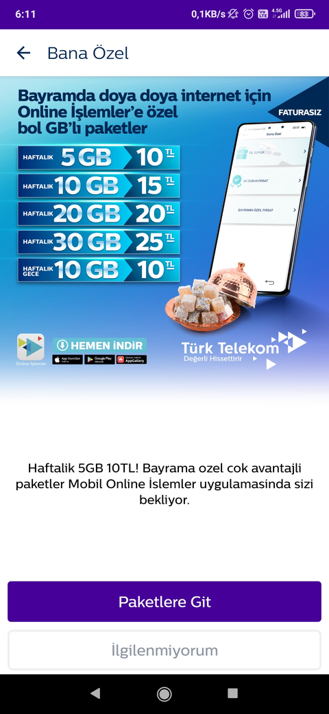 TÜRKTELEKOM KİŞİYE ÖZEL TEKLİFLER MEVCUT KULLANICAYA TARİFELER  İLK SAYFA GÜNCEL