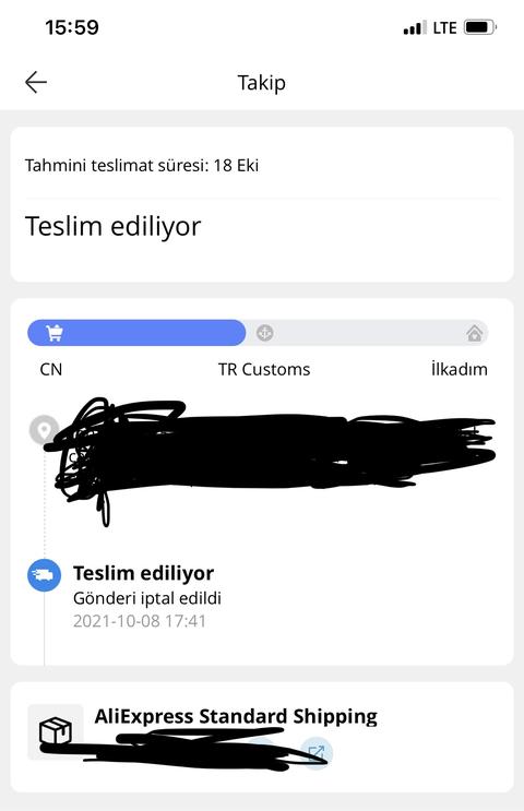 Aliexpress sipariş iptali