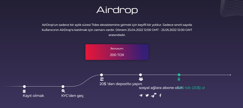 Tidex Borsa Airdrobu (KYC) 200TDX