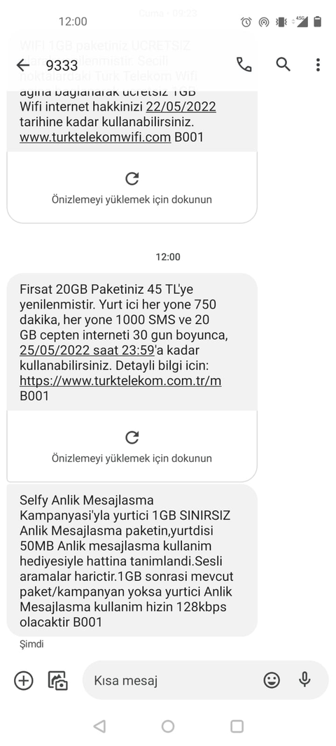 25.04.2022 Türk Telekom Faturasız 45 TL / 20GB İNTERNET + 750DK HY + 1000SMS / Mevcut-Yeni Abonelere