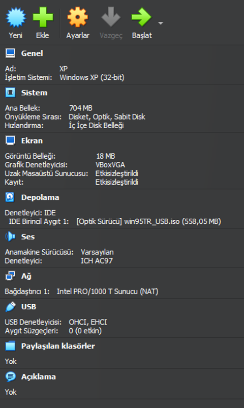 VirtualBox ile 95 Kurulumu No Bootable Medium Found