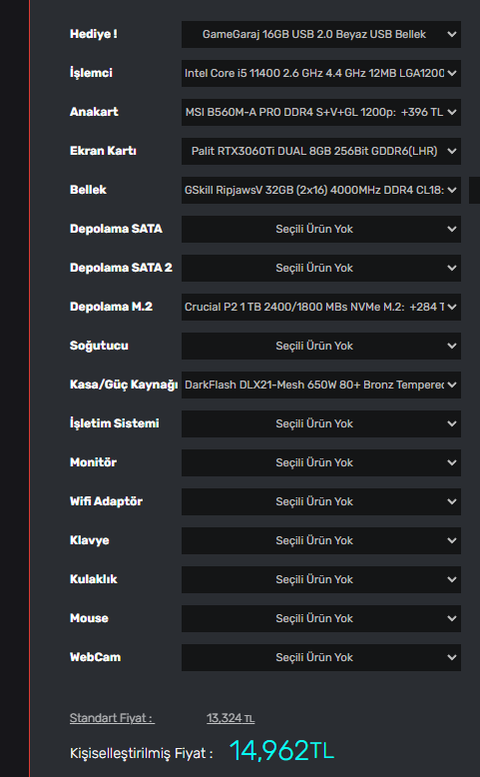 RTX 3060Tİ PRO- Amd Ryzen 5 5600 X  Sistem