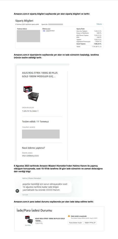 Amazon, Trendyol, Hepsiburada..vb. sitelerde 3. taraf alışverişlerinde yaşanan sorumluluk krizi Hk.