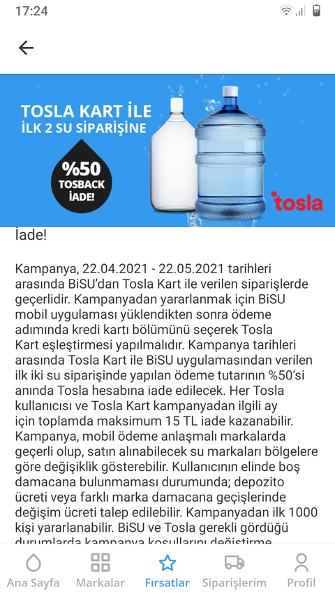 BiSU (Tosla İlk 2 %50 İade, Vodafone Pay İlki %50 İade ve 15 lira Kişiye Özel Kampanya)