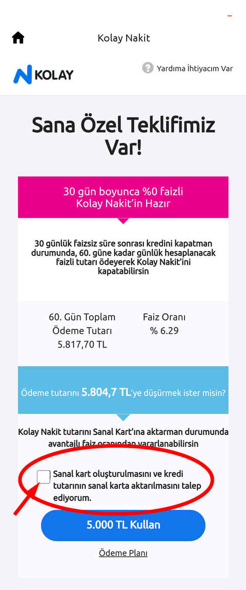 AKTİFBANK N KOLAY 10.000 TL %0 FAİZ MASRAFSIZ KOLAY NAKİT